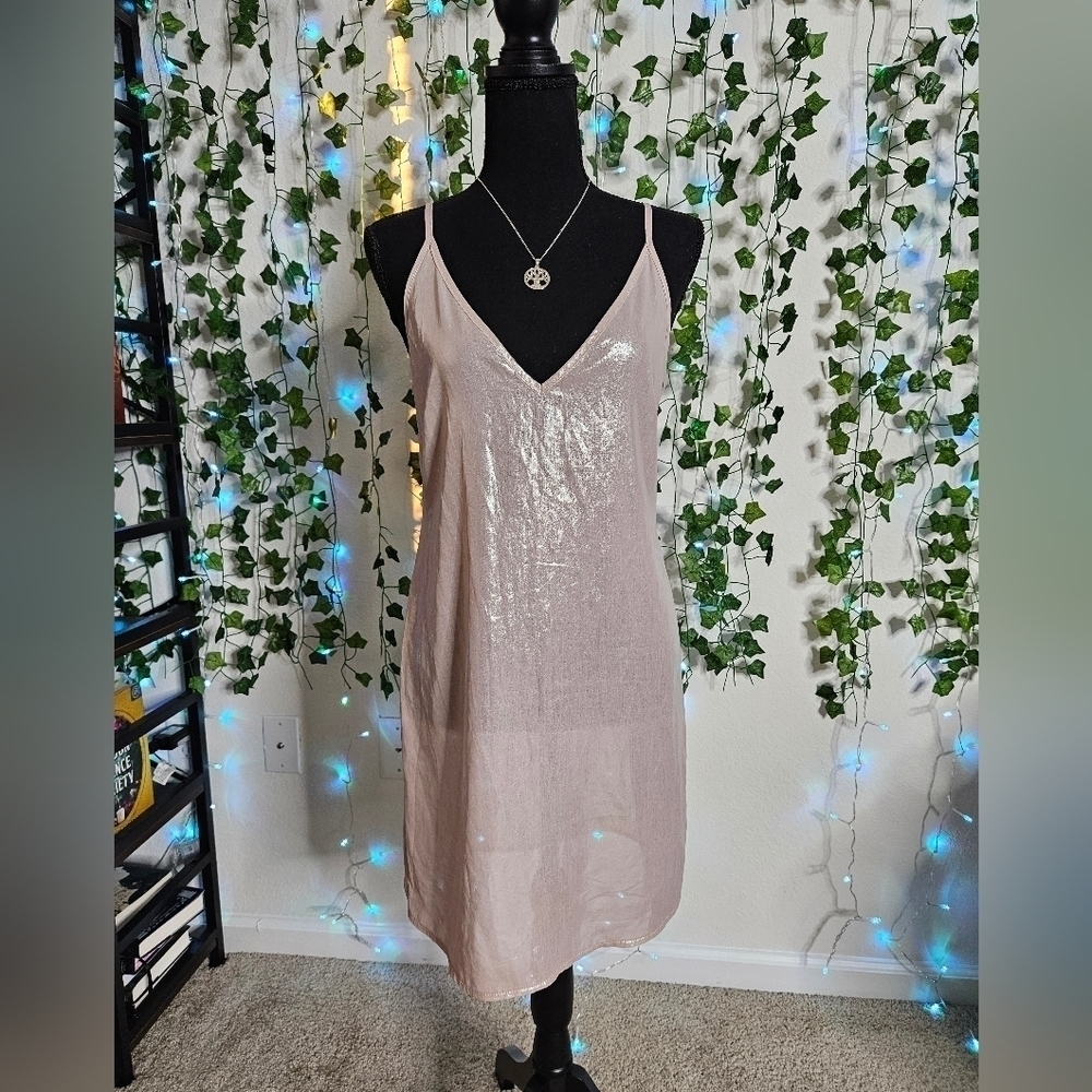 💚HP💚ASOS Shimmery Pink Semisheer Metallic Mini Slip Sleep Dress